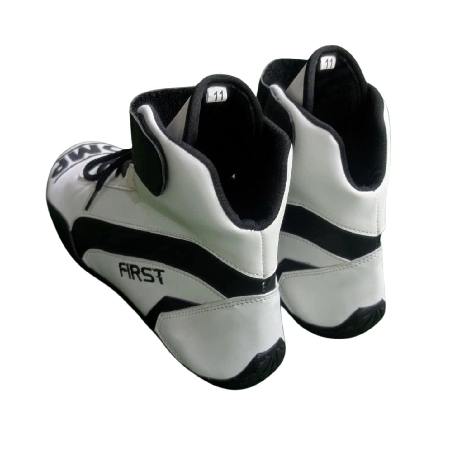 White and black high-top 2025 Brad Pitt (Damson Idris) The Movie Racing Shoes F1 APXGP with 'FIRST' branding - Kartx Gear