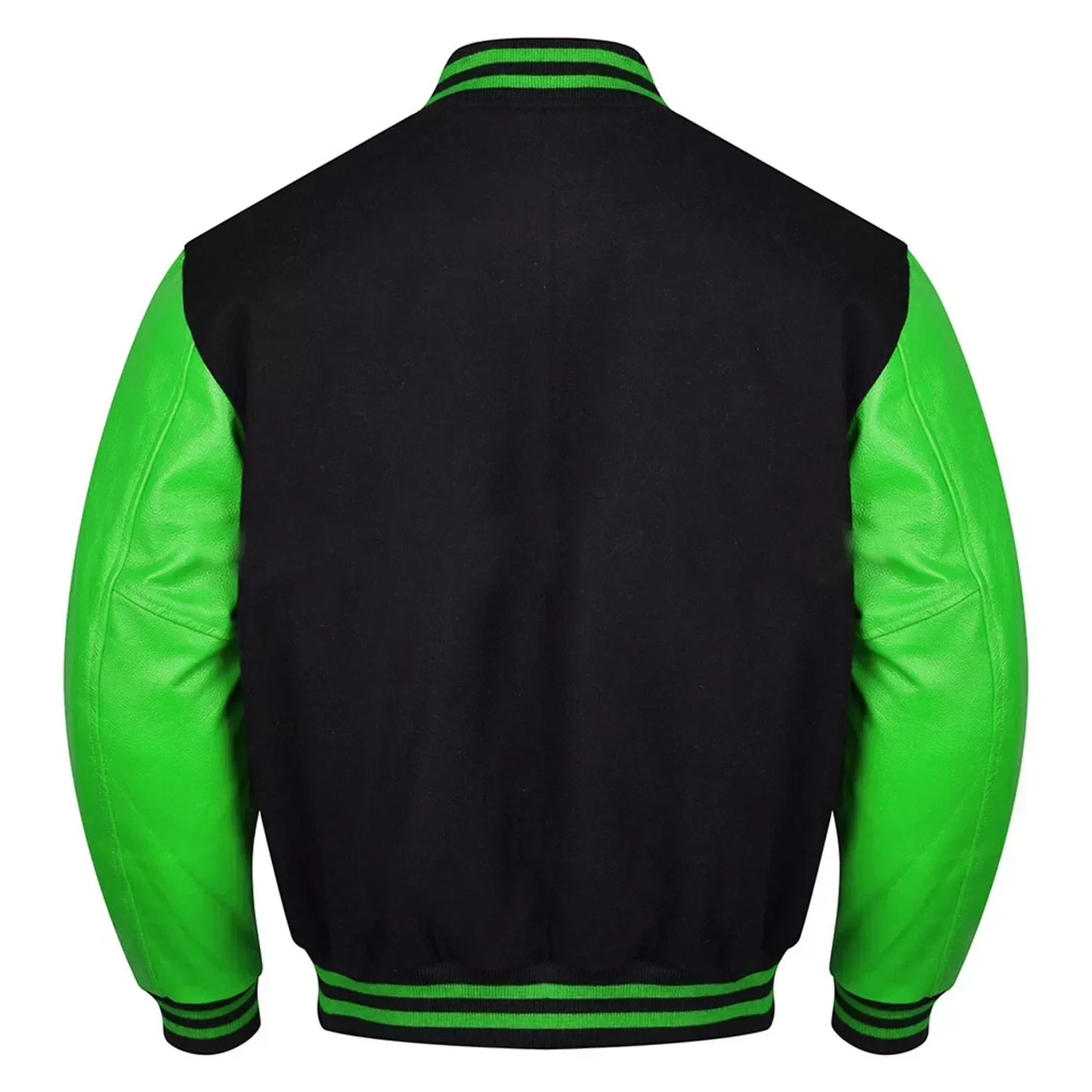 Varsity Black Letterman Baseball Wool &Green Real Leather Sleeves Jacket