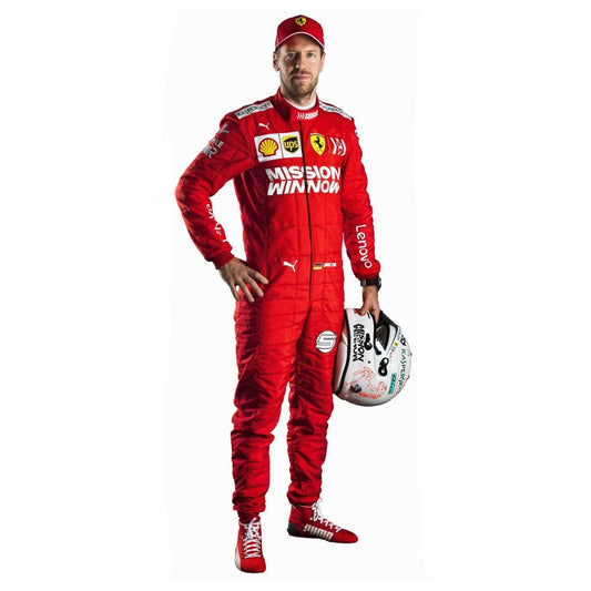 2019 Sebastian Vettel Racing Costume Team F1 Ferrari Brazilian GP