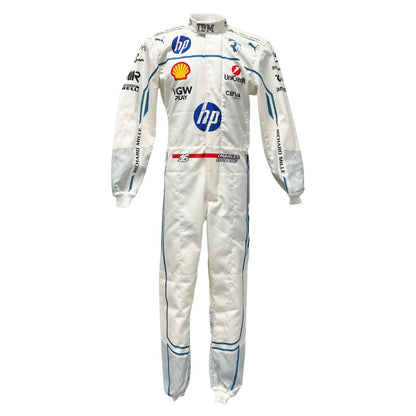 White Charles Leclerc white 2025 Ferrari Monaco GP F1 racing suit with multiple brand logos - Kartx Gear