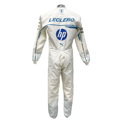 White Charles Leclerc white 2025 Ferrari Monaco GP F1 racing suit with blue and black text and logos - Kartx Gear