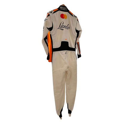 Lando Norris white 2025 Monaco GP McLaren F1 race suit with branding - Kartx Gear