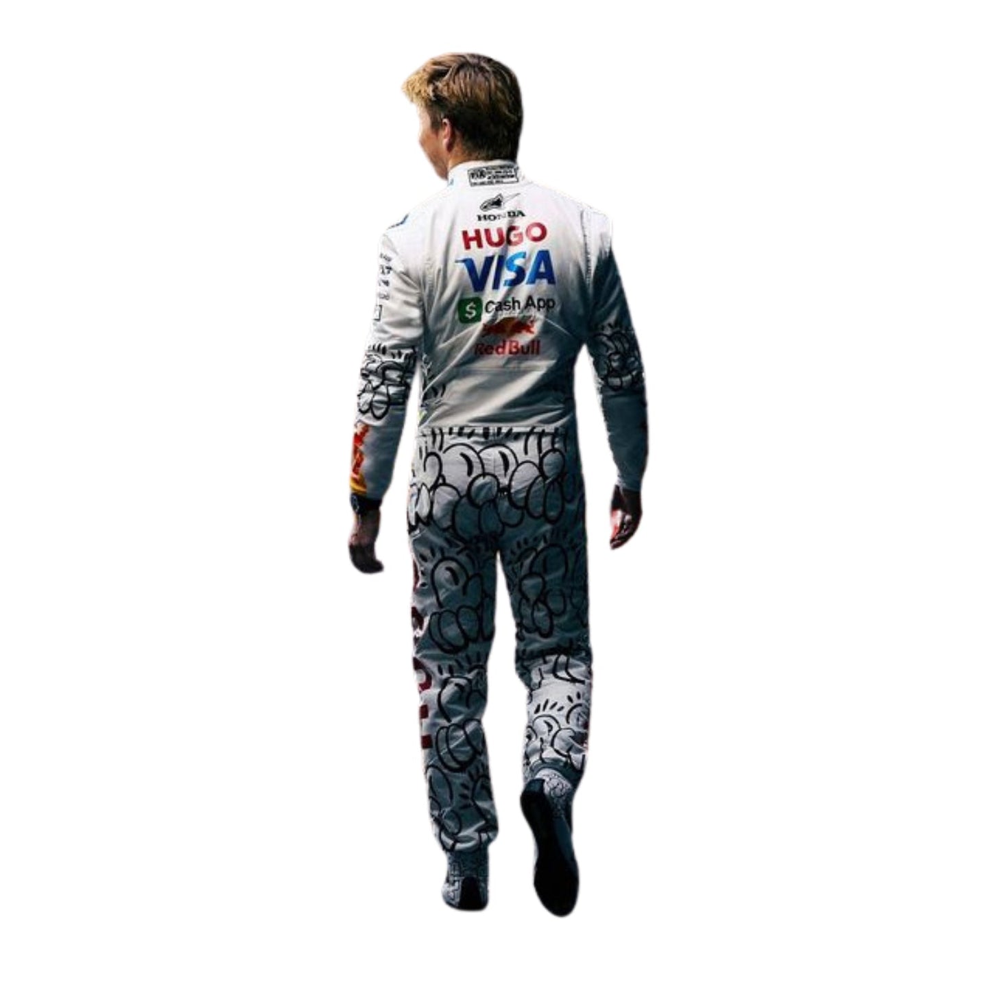 Liam Lawson wearing a white 2025 VCARB Las Vegas GP f1 with visible branding - Kartx Gear