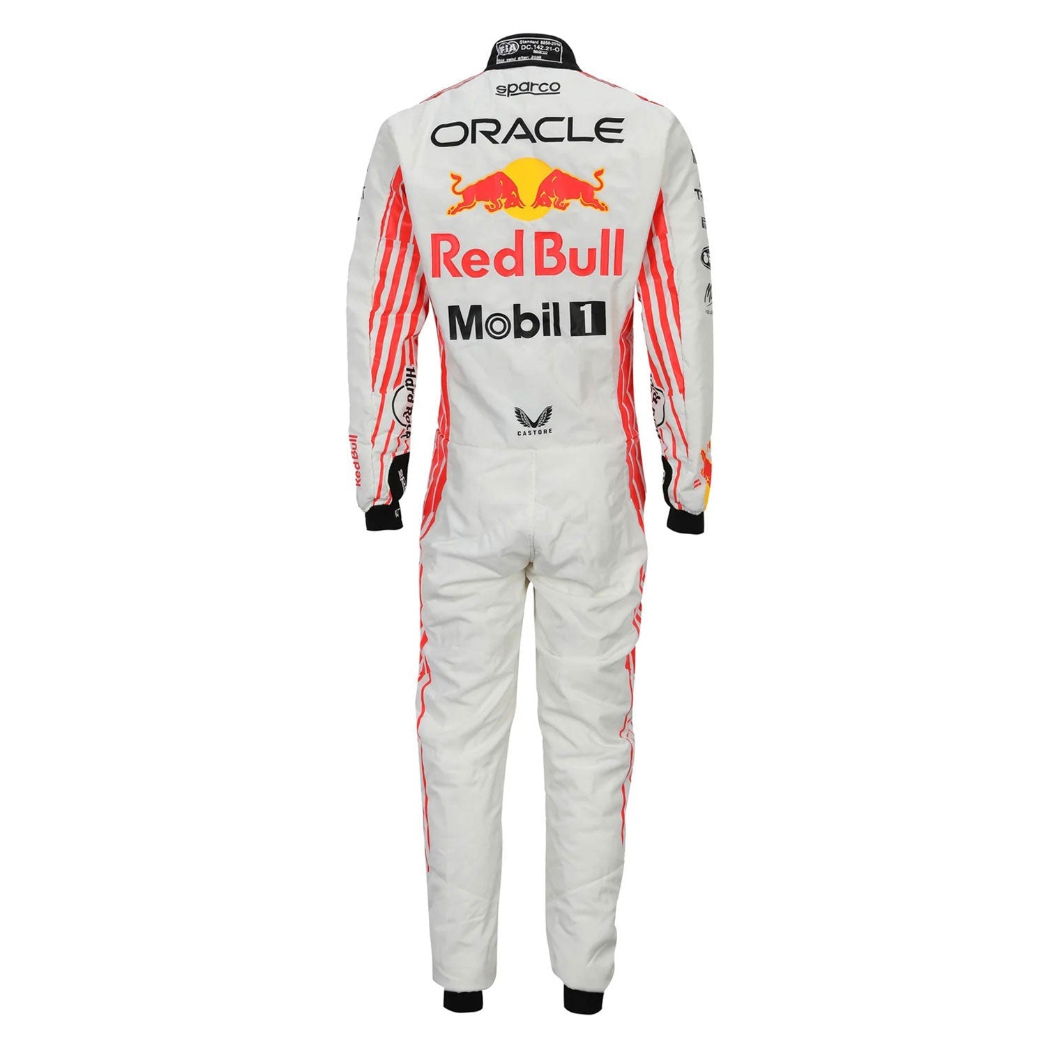 White Max Verstappen 2025 Red Bull Japanese GP F1 racing suit with Red Bull and Mobil logos - Kartx Gear