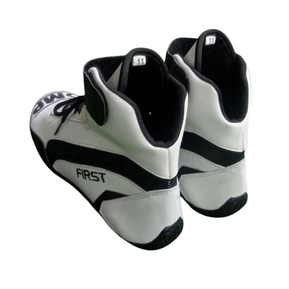 White and black high-top 2025 Brad Pitt (Damson Idris) The Movie Racing Shoes F1 APXGP with 'FIRST' branding - Kartx Gear
