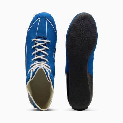 Blue 2025 Racing Team F1 Ferrari Monza GP Racing athletic shoe with white laces shown from multiple angles - Kartx Gear