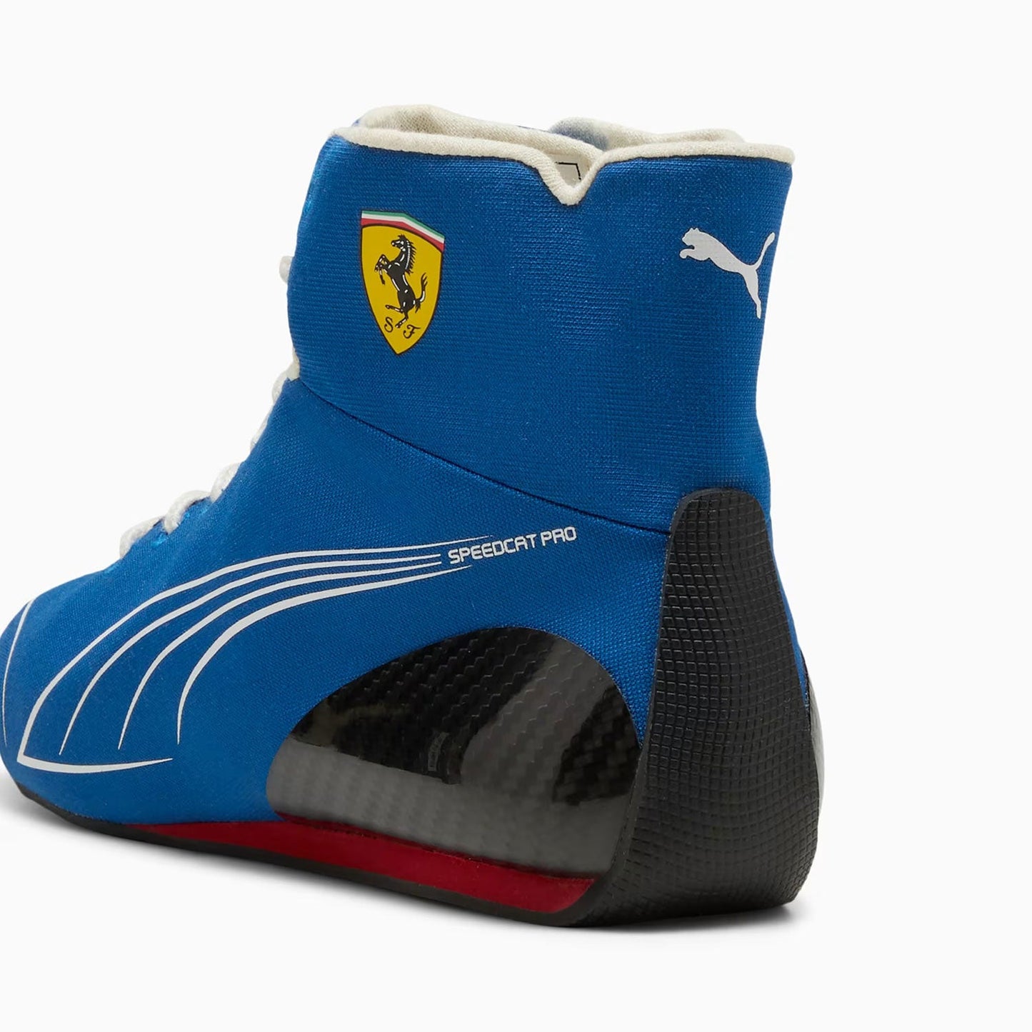 Blue 2025 Racing Team F1 Ferrari Monza GP Racing shoe with Ferrari logo and Puma branding - Kartx Gear