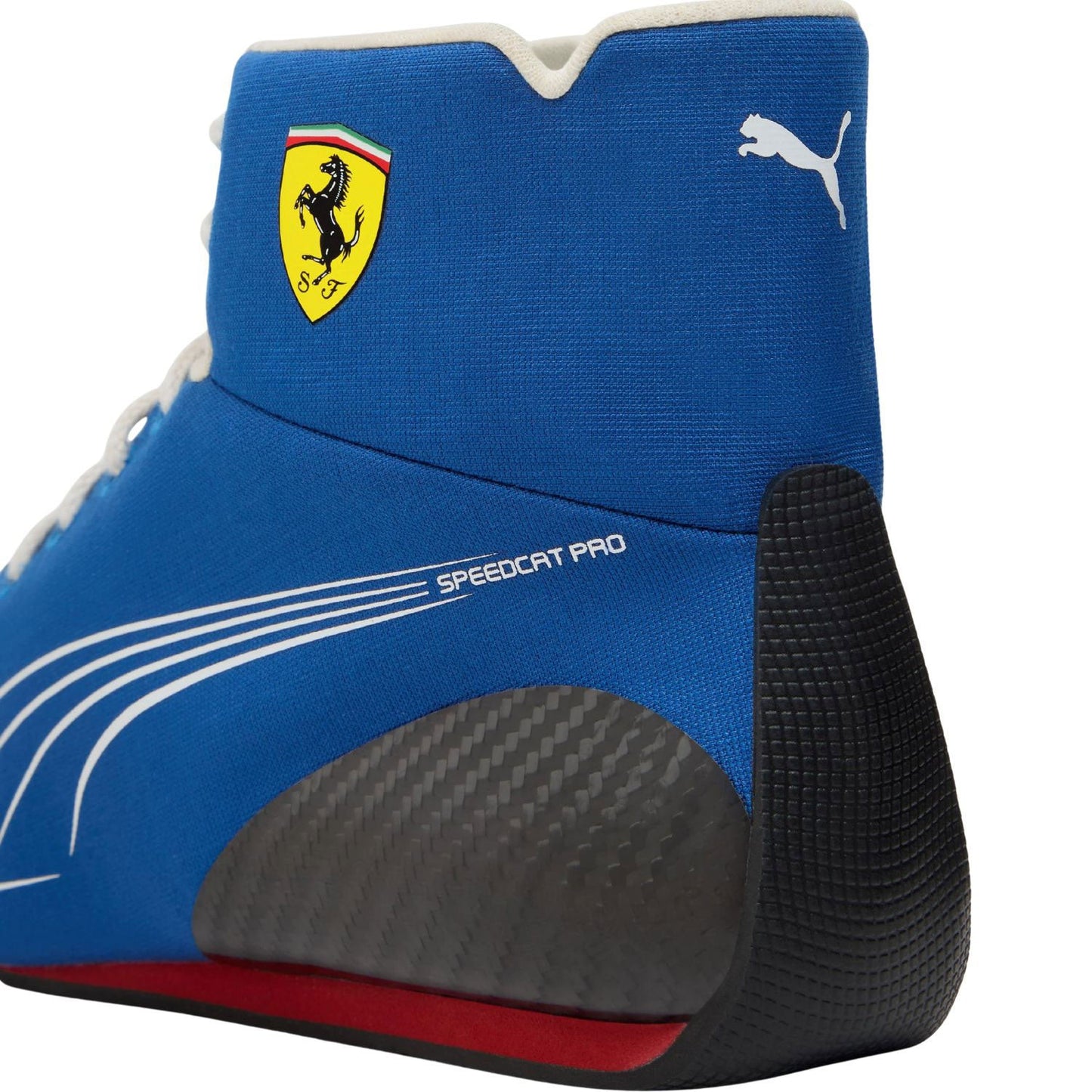 Blue 2025 Racing Team F1 Ferrari Monza GP Racing shoe with Ferrari logo and Puma branding - Kartx Gear