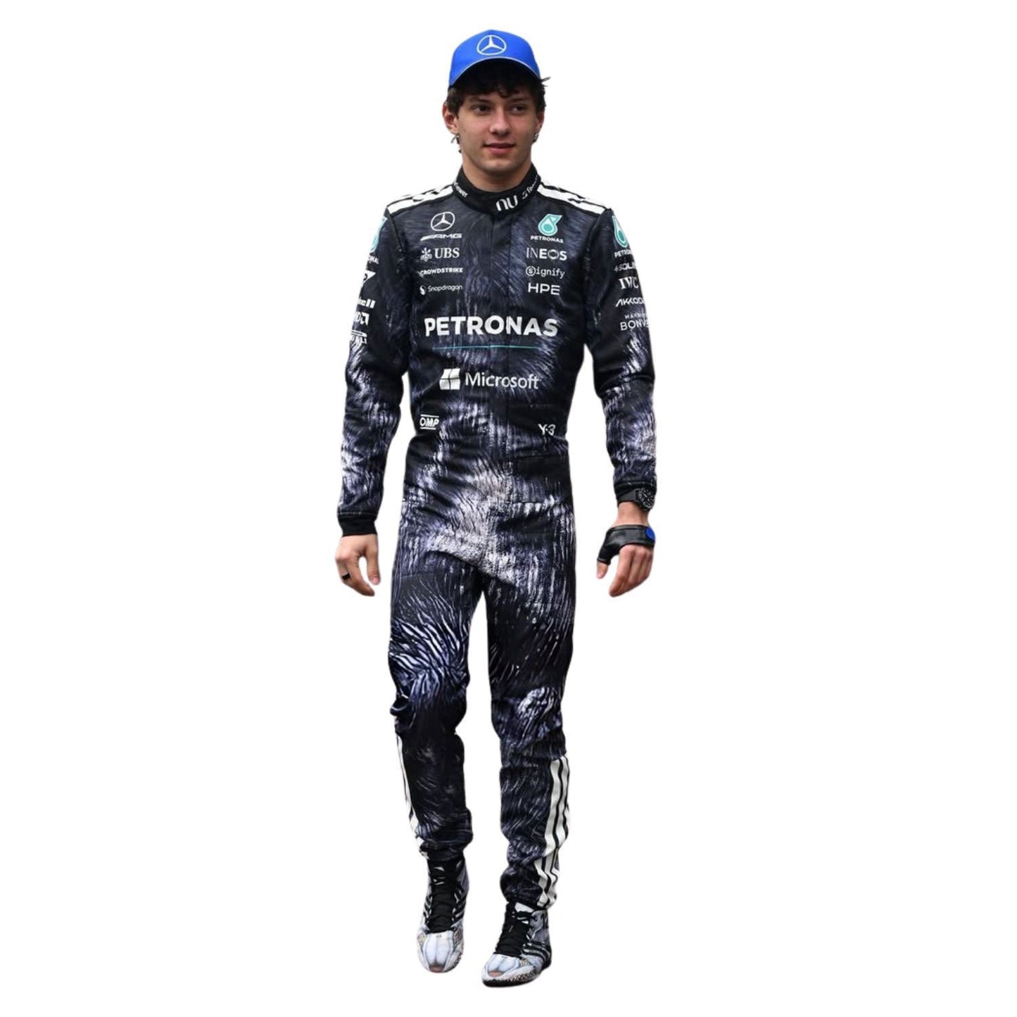 Andrea Kimi Antonelli wearing a 2026 Formula 1 Mercedes Japanese GP racing suit with visible branding - Kartx Gear