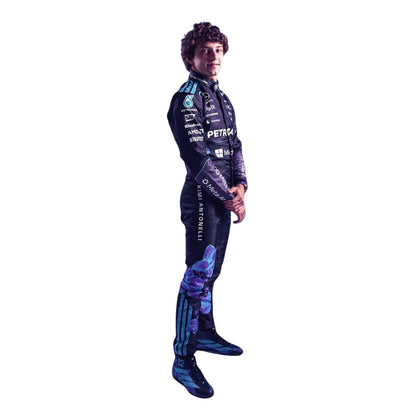 Andrea Kimi Antonelli wearing a purple Mercedes 2026 Singapore GP F1 racing suit with various sponsor logos - Kartx Gear