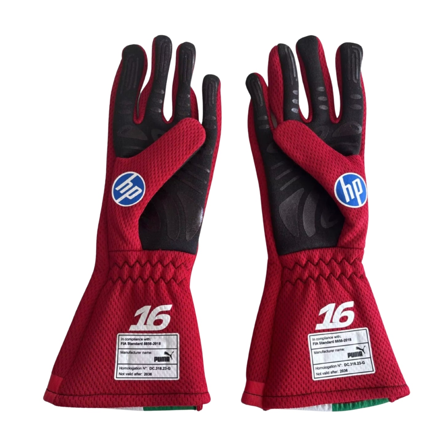 Charles Leclerc Red 2026 Monaco GP F1 racing gloves with black accents and HP logo - Kartx Gear