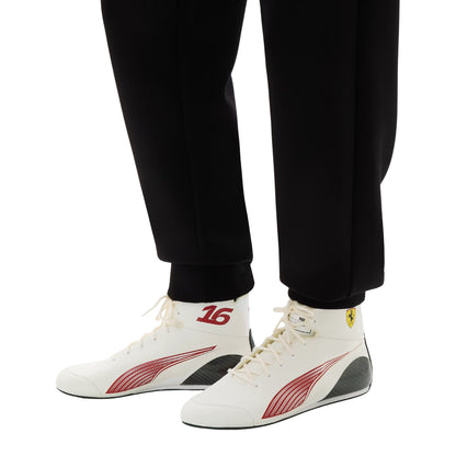 White Charles Leclerc 2026 Monaco GP high-top sneakers with red and black design, worn with black pants - Kartx Gear