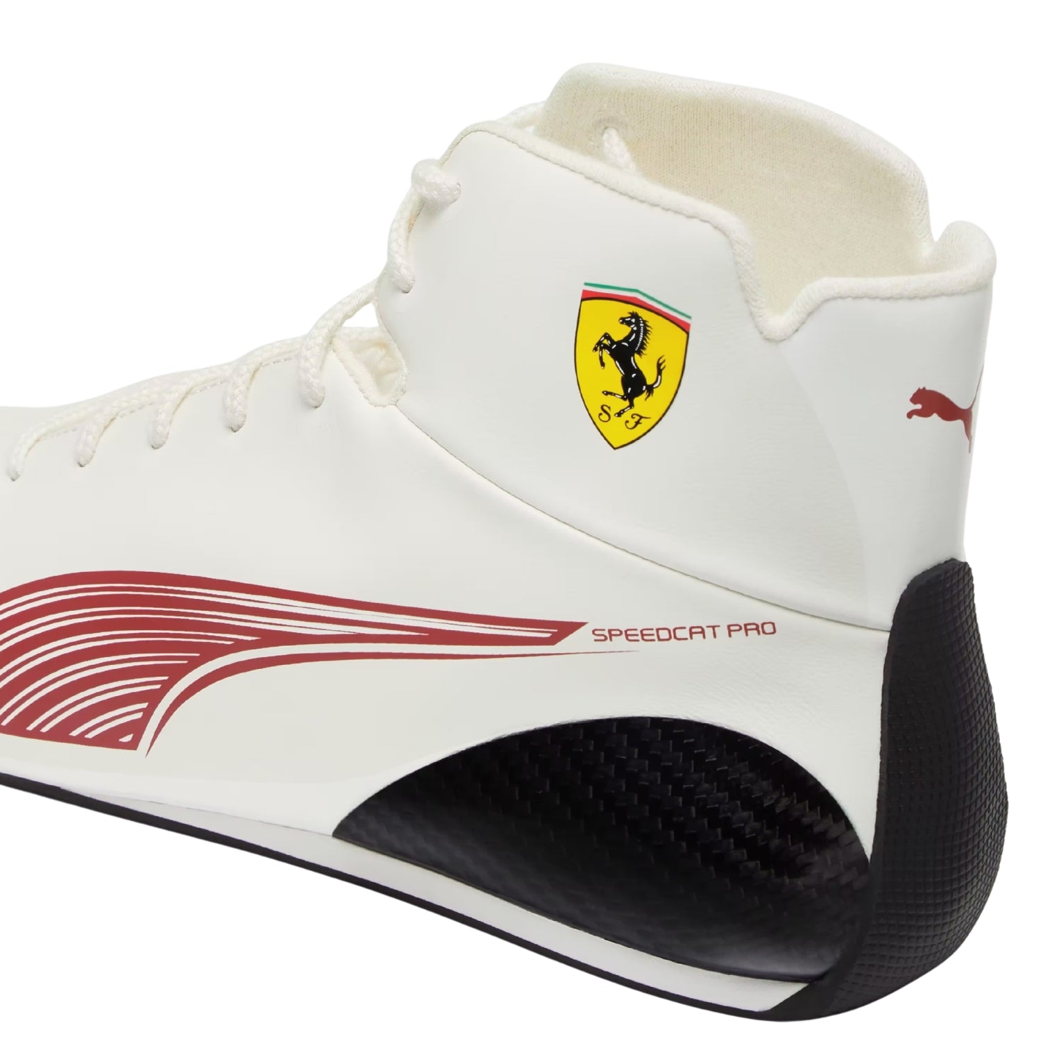 White Charles Leclerc 2026 Monaco GP high-top sneaker with Ferrari logo - Kartx Gear