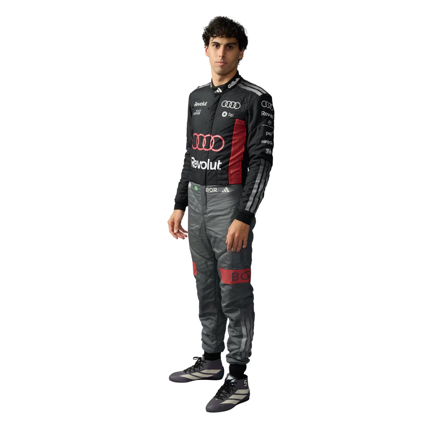 Gabriel wearing an Audi 2026 F1 racing suit on a white background - Kartx Gear