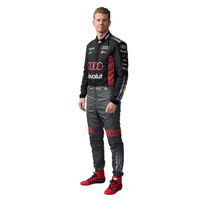 Nico Hulkenberg wearing an Audi 2026 F1 racing suit on a white background - Kartx Gear