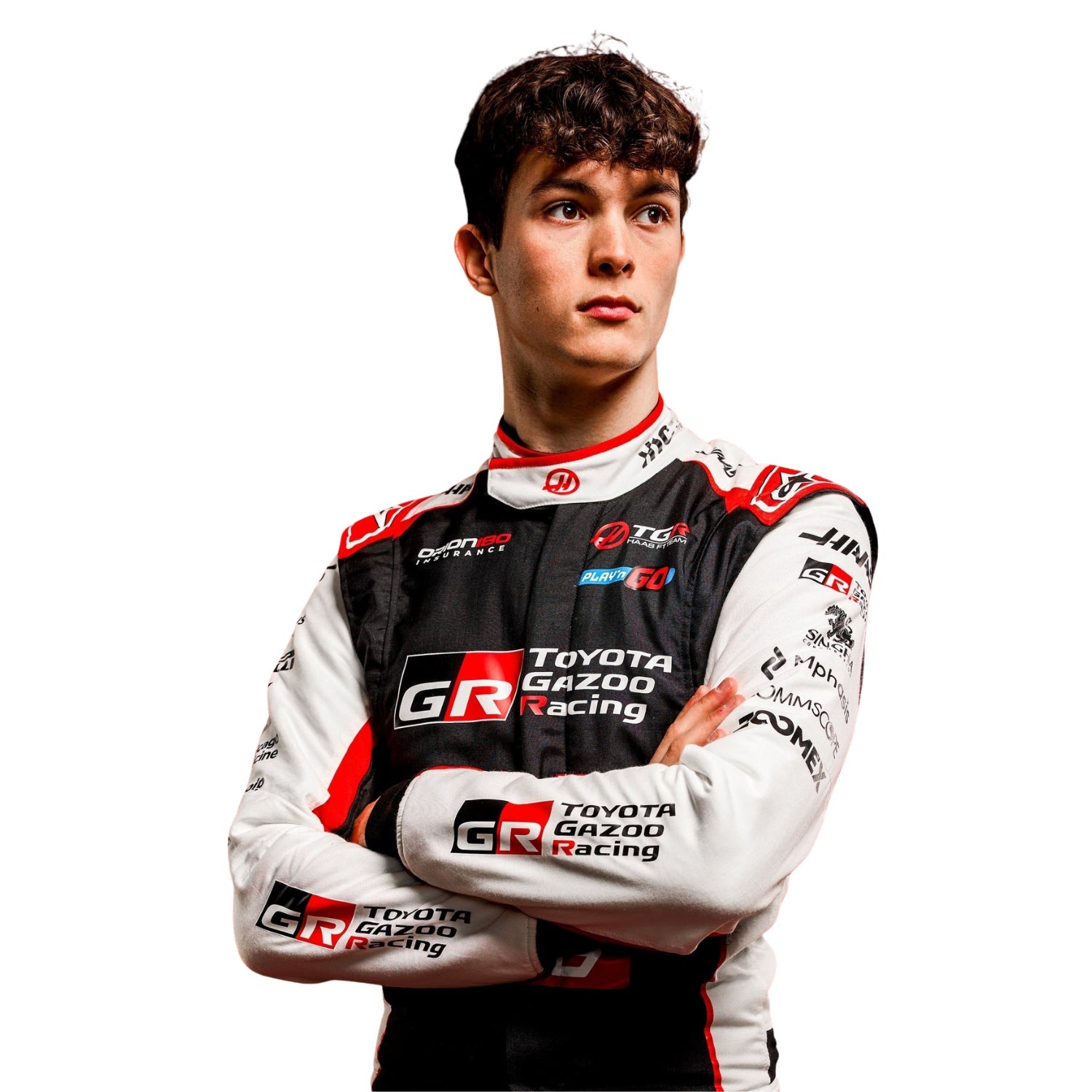 Oliver Bearman wearing a 2026 Haas F1 Toyota Gazoo Racing racing suit - Kartx Gear
