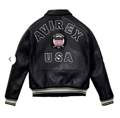 Avirex American Flight Real Bomber Leather Jacket Men