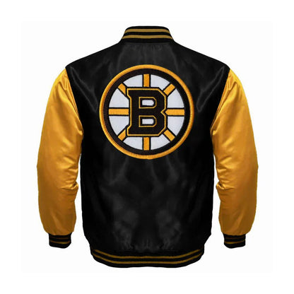Boston Bruins Satin Varsity Full Snap Jacket
