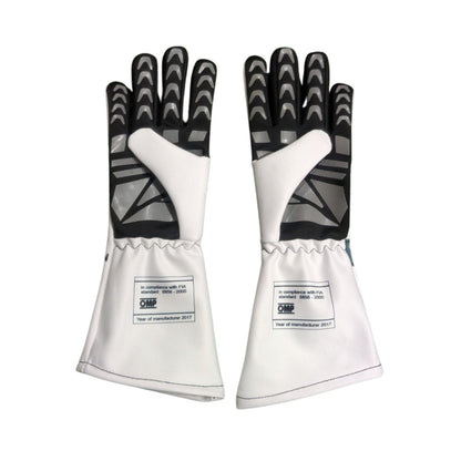 Pair of white 2025 Brad Pitt ( Damson Idris) The Movie Team F1 APXGP racing gloves with black and gray pattern - Kartx Gear