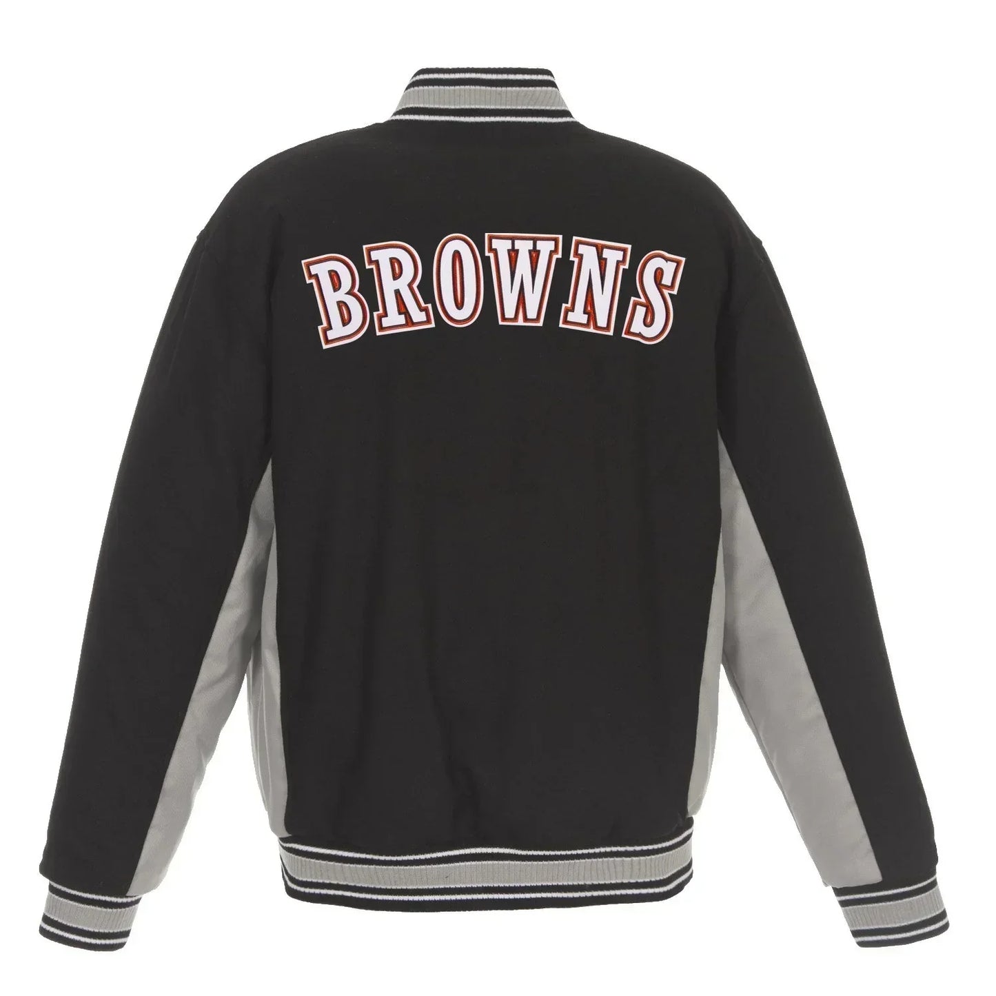 CLEVELAND BROWNS JH DESIGN WOOL REVERSIBLE FULL-SNAP JACKET – BLACK