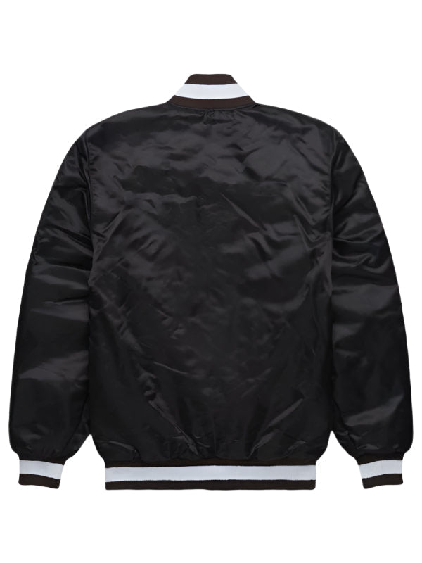 CLEVELAND BROWNS SATIN  VARSITY JACKET - BLACK