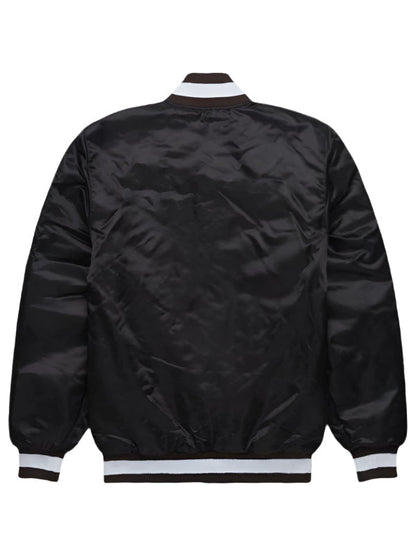 CLEVELAND BROWNS SATIN  VARSITY JACKET - BLACK