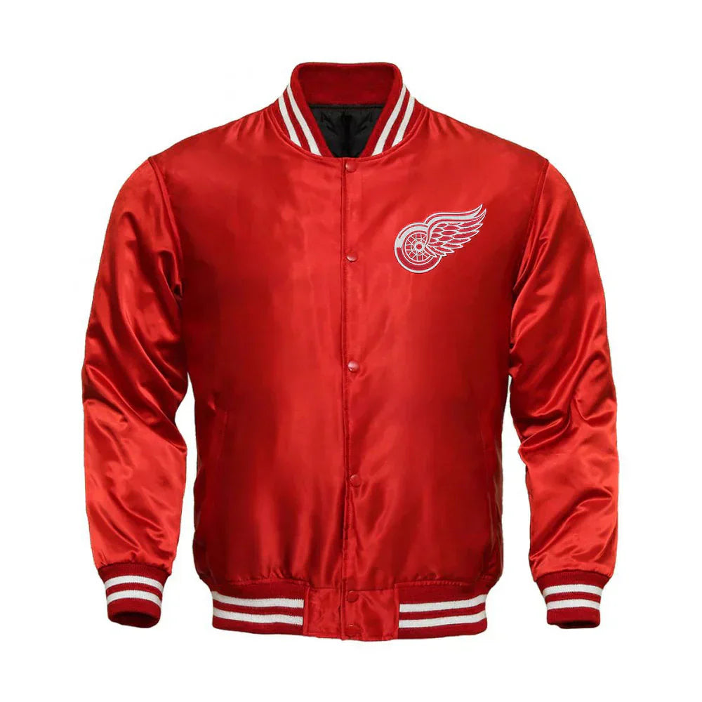 Detroit Red Wings Satin Varsity Full Snap Jacket