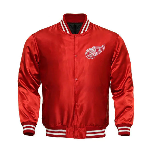 Detroit Red Wings Satin Varsity Full Snap Jacket
