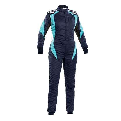 OMP FIRST ELLE Navy Blue/Light Blue Women's Go Kart Racing Suit
