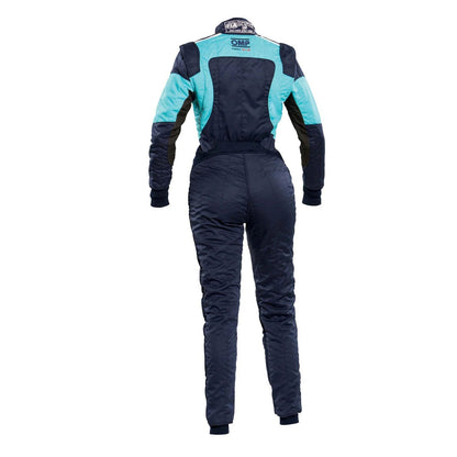 OMP FIRST ELLE Navy Blue/Light Blue Women's Go Kart Racing Suit