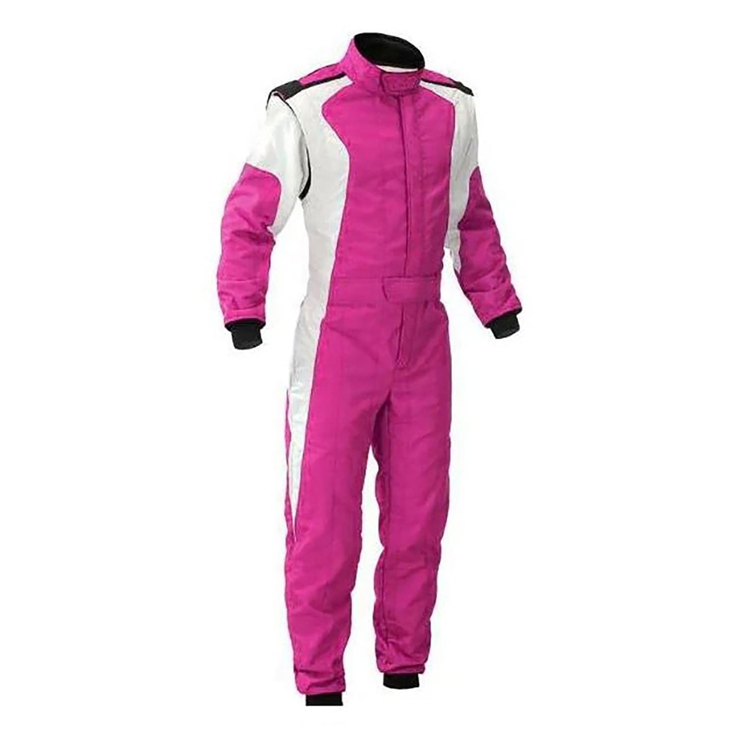 Pink and White Go-Kart Driver Racing Costume