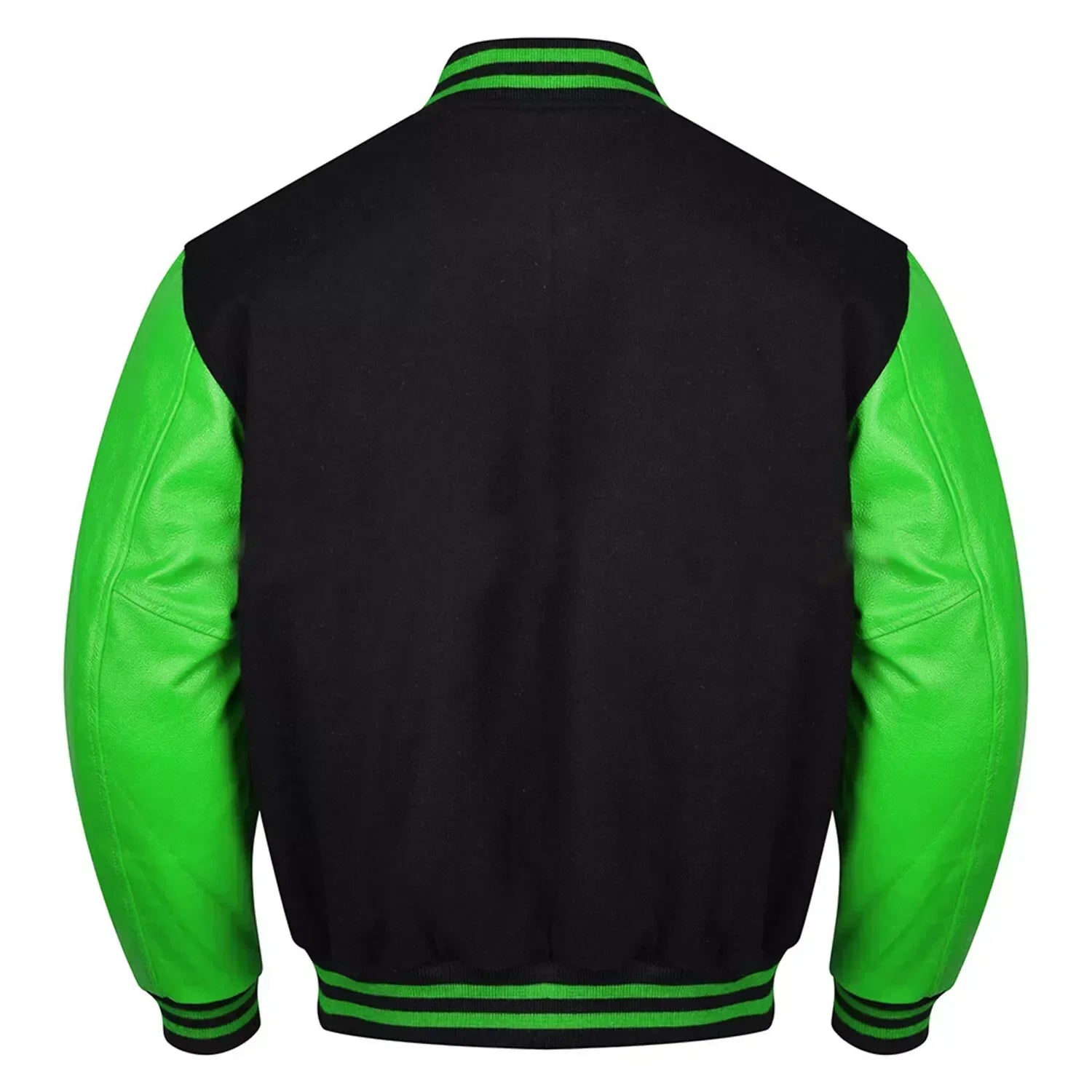 Varsity Black Letterman Baseball Wool &Green Real Leather Sleeves Jacket