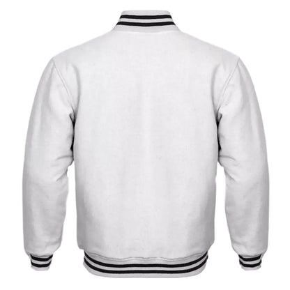 Varsity Classic Retro Letterman Baseball All Wool Solid White Jacket