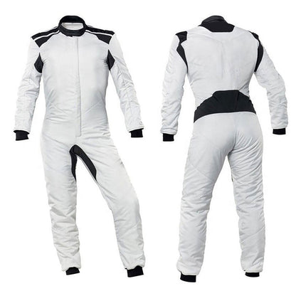White Go-Kart Car Driver Racing Wear Costume