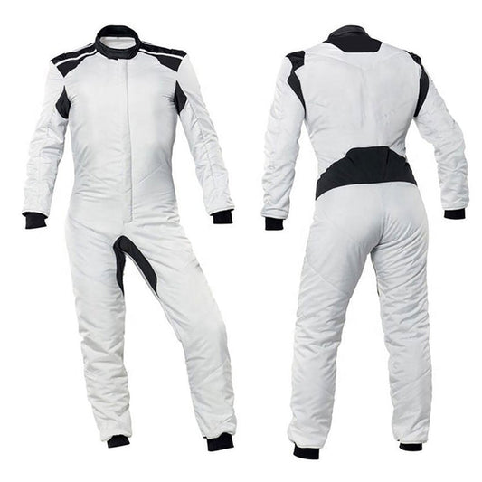 White Go-Kart Car Driver Racing Wear Costume